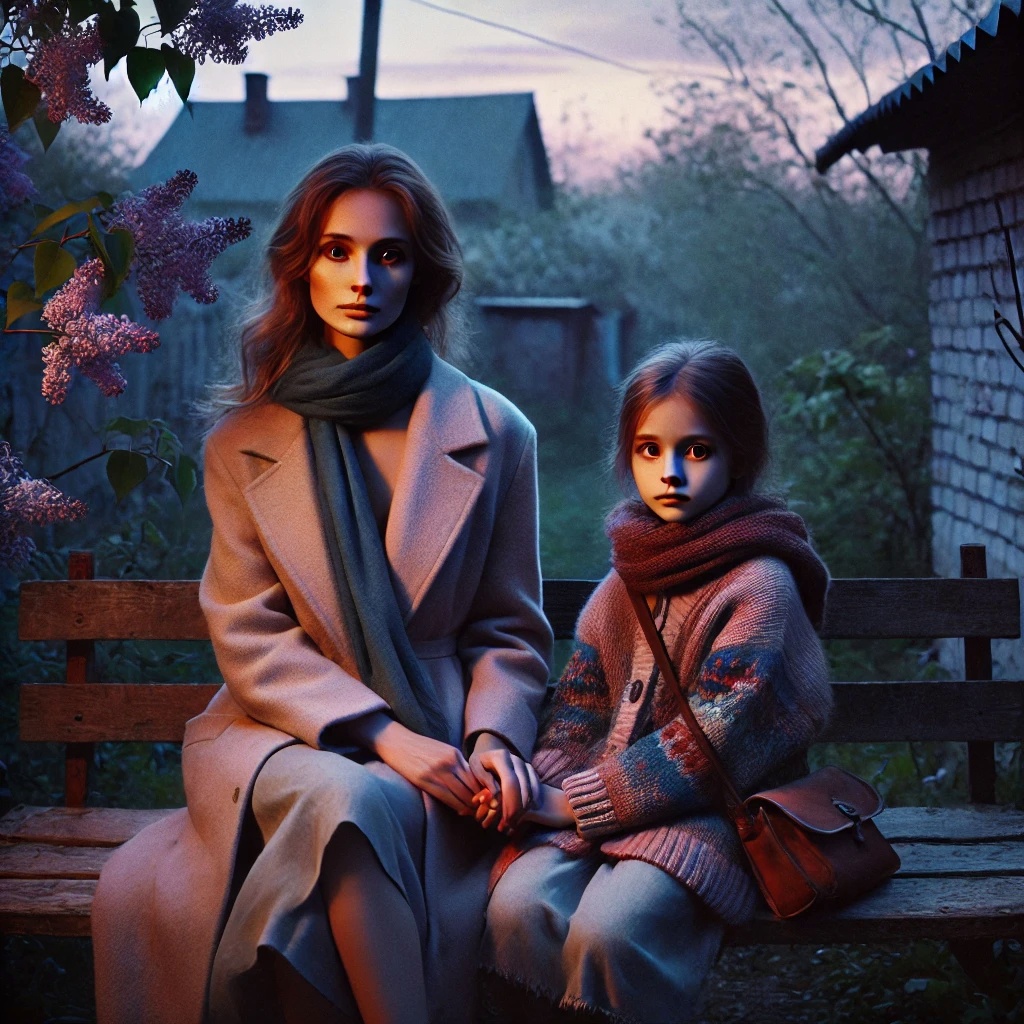 Катя и Аня сидят на скамейке