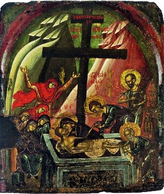 Положение во гроб. 14 в. Ватопед. Афон.