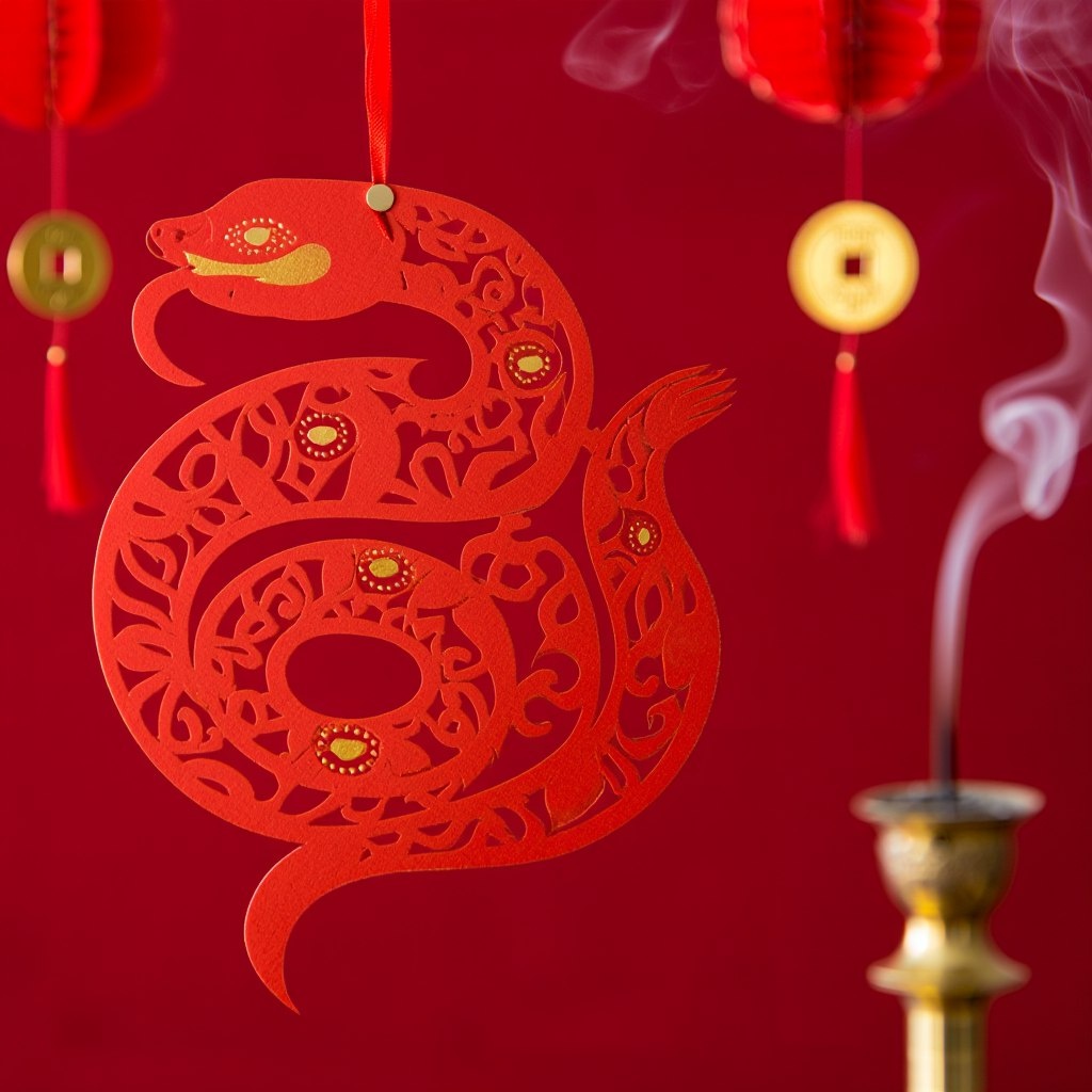 Год Змеи. Изображение выполнено с помощью нейросети Reve