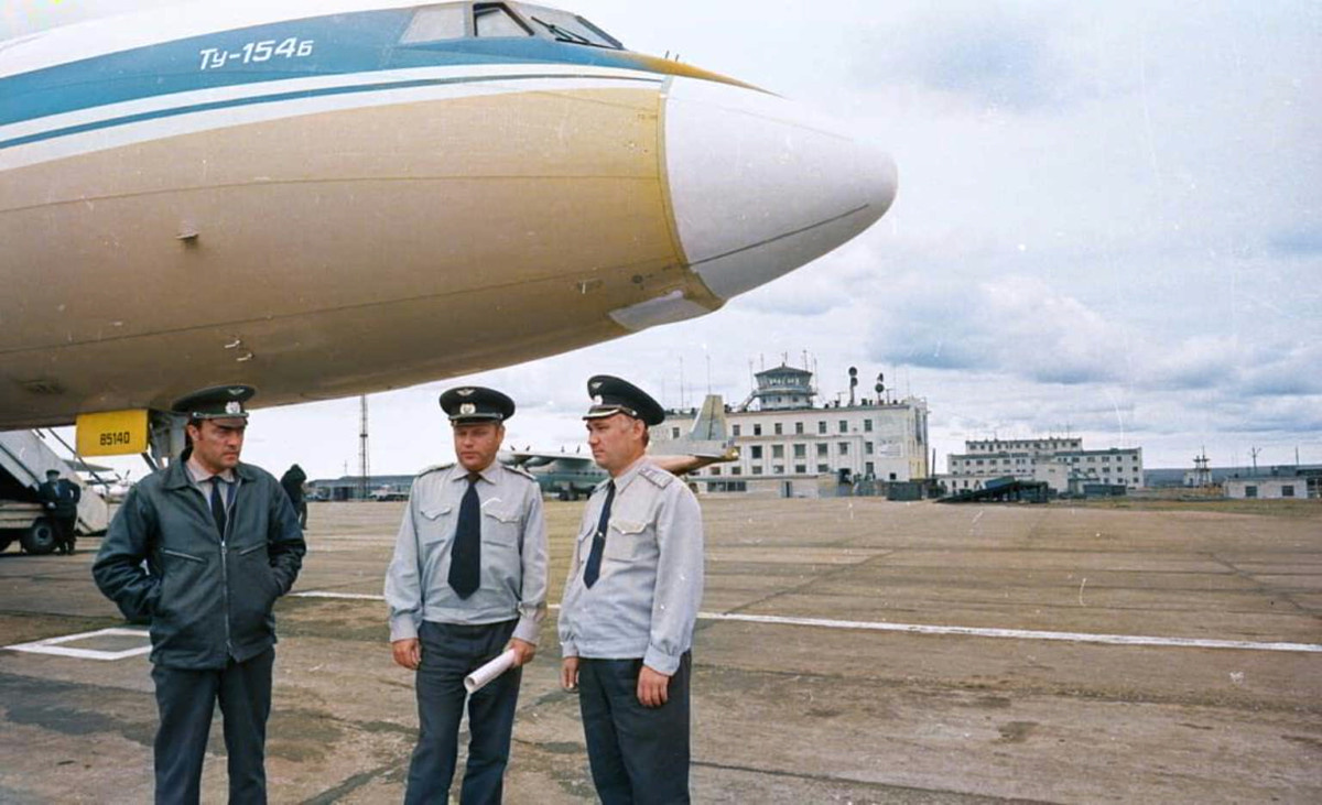 Один из первых пассажирских рейсов Ту-154, июль 1977 года