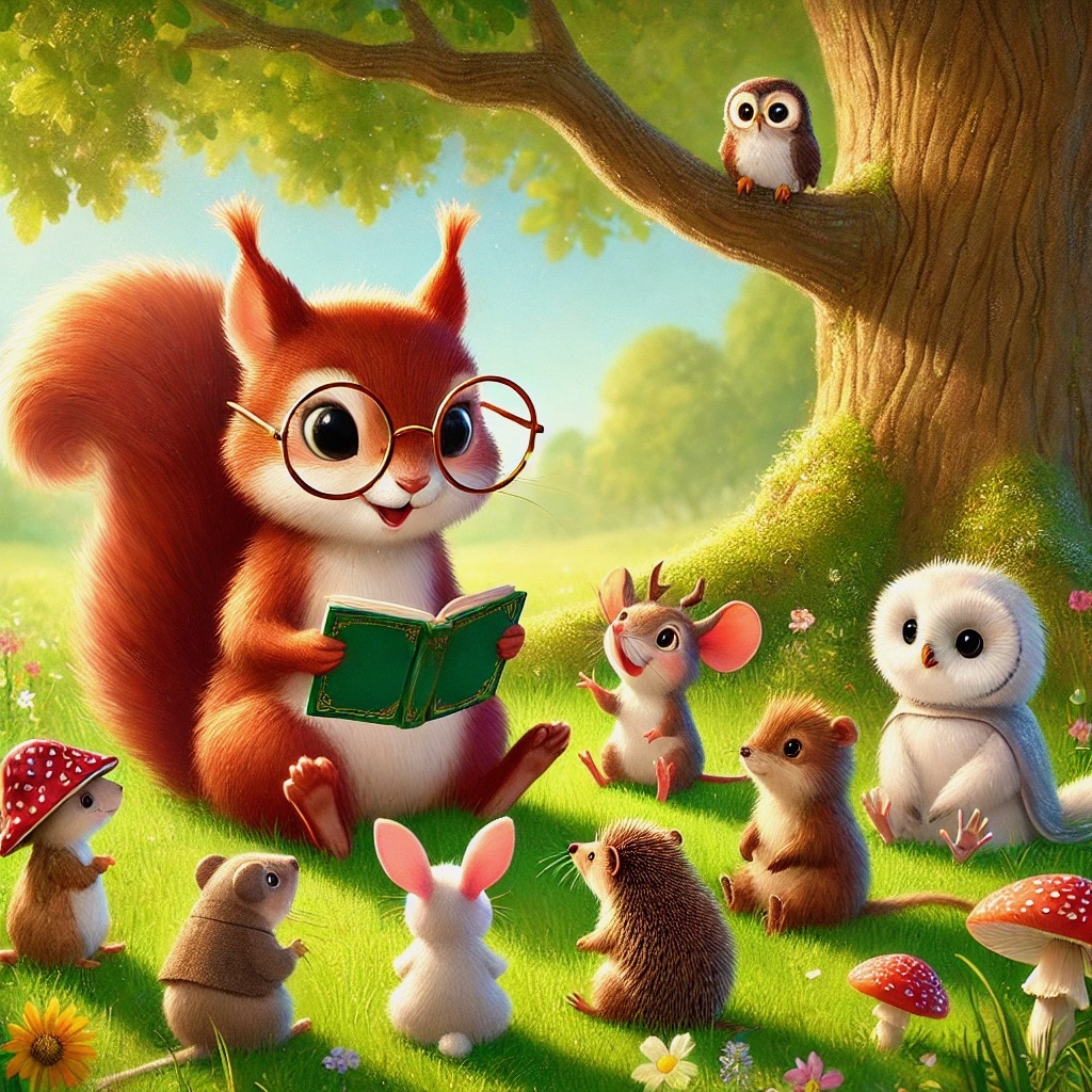 Белочка учит зверушек доброде