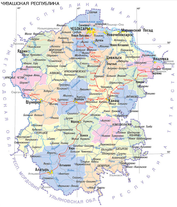 Карта Чувашской Республики