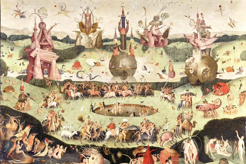 Представление 2. "Морфинг" вероятностных смыслов в голове художника (Иероним Босх, картина "Сад земных наслаждений"). Так головной мозг человека материализует проекцию смыслов сквозь пятое и шестое измерение. Однако, мы не можем сказать с полной уверенностью, как работал канал связи Босха - конструктивно или деструктивно.