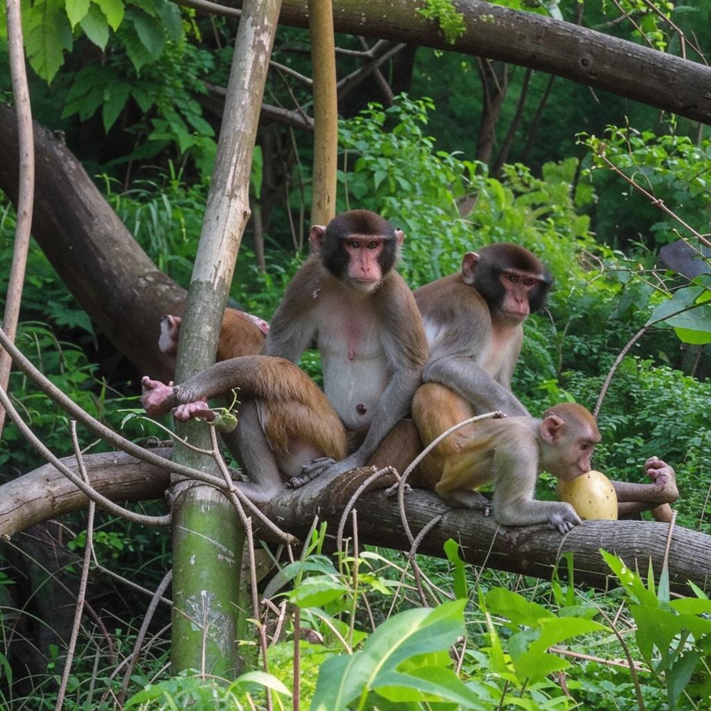 Молодые самки курносых макак часто проявляют желание подержать чужих малышей.