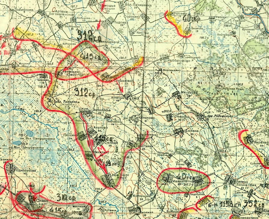 Карта обстановки 20 А с 20.2. по 13.3.43 г.