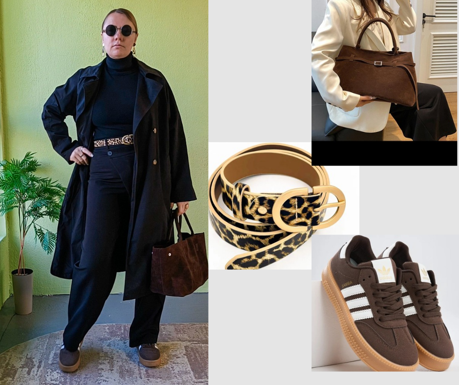 У меня есть несколько ремней черных и коричневых с пряжками под золото и серебро, а цветные ремни я покупаю с пряжками в тон. Чтобы не заморачиваться с подбором фурнитуры на сумках и аксессуаров.