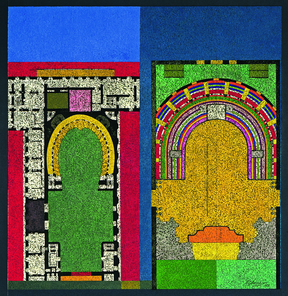 Метафизические бюсты: Трансформация. Михаил Шемякин. 1984. Бумага, смешанная техника