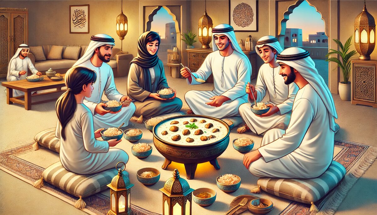 Мадруба на семейной трапезе в Эмиратах (сгенерировано DALL-E)