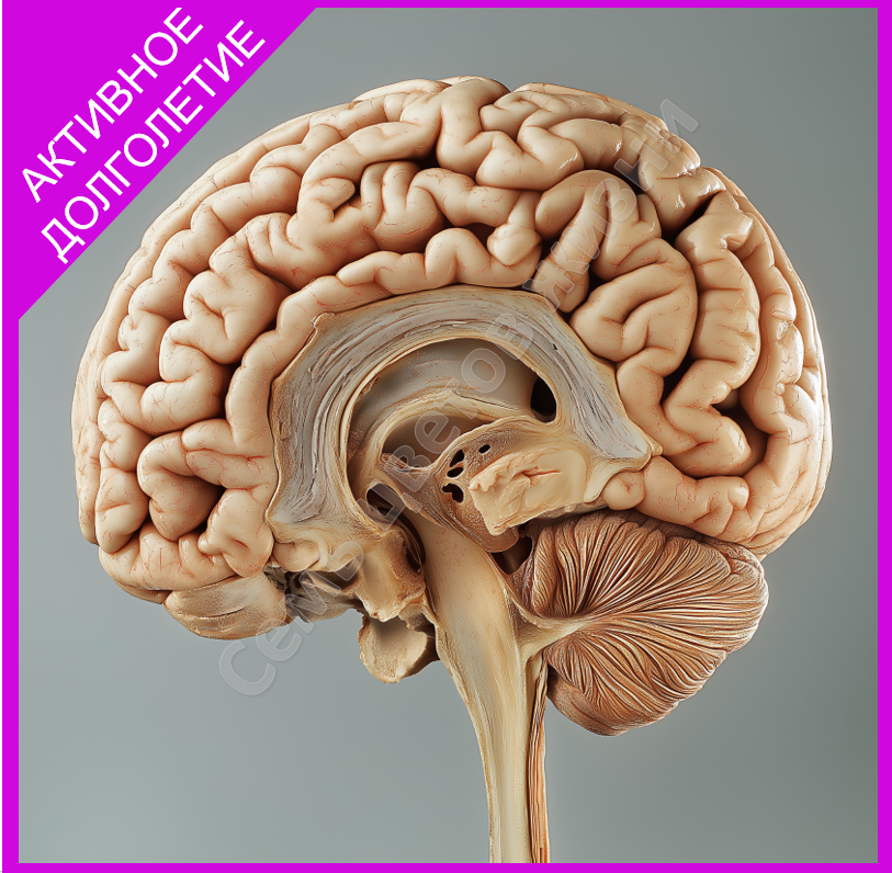 Строение мозга в разрезе. 