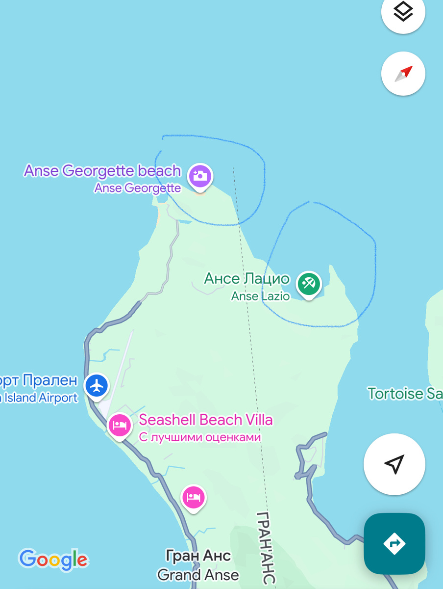 На карте показаны 2 пляжа 