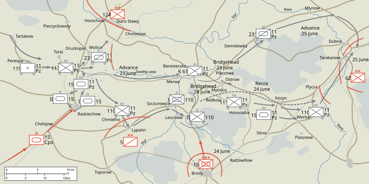 Карта битвы под Дубно (она же Битва под Бродами)