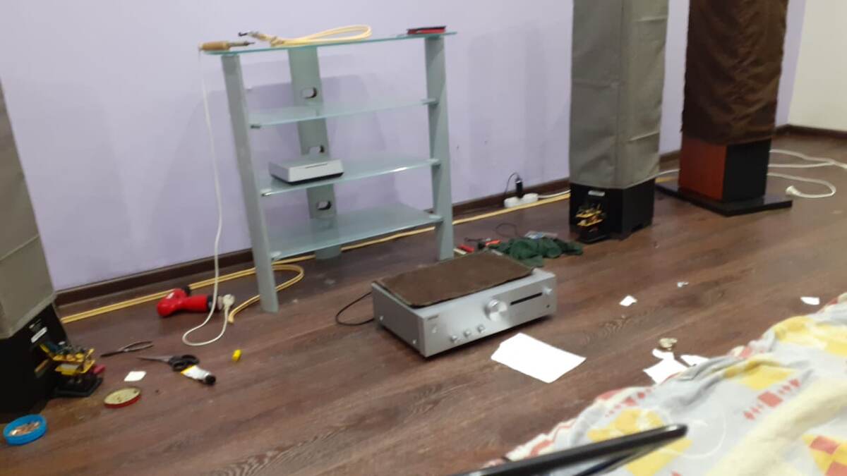 Испорченные сварщиком ELAC F6 за 20000 с авито (даже чехлы для них шил - хотел для себя)