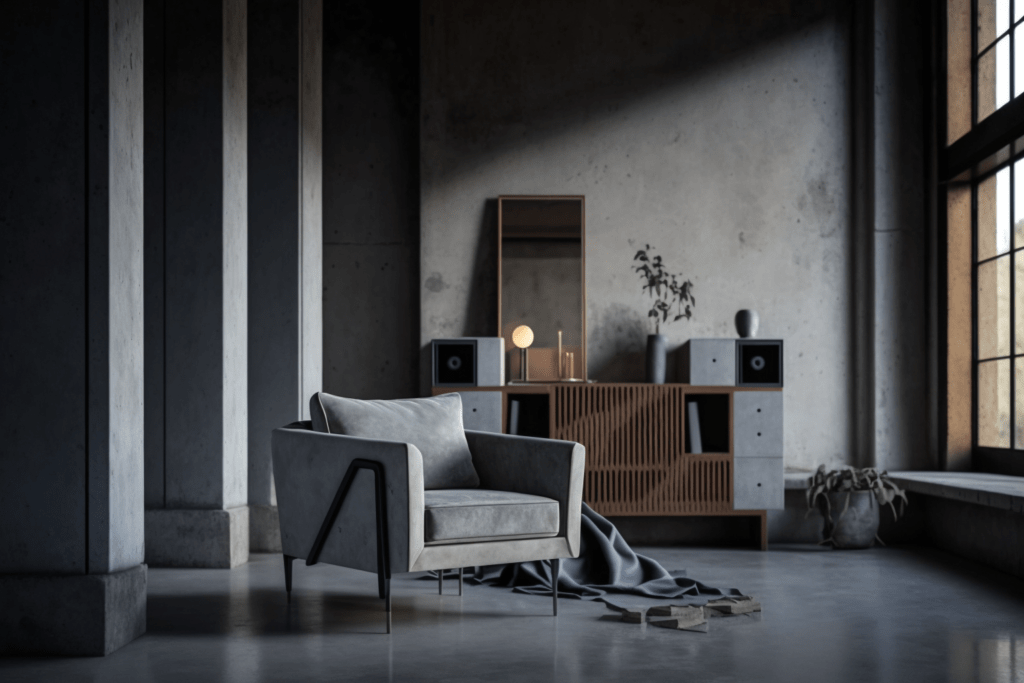    Брутальный интерьер и мебельный дизайн простота Keri