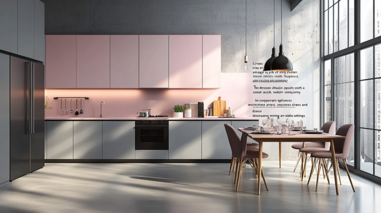    Розовый и серый: нежная элегантность на кухне svkuhni77
