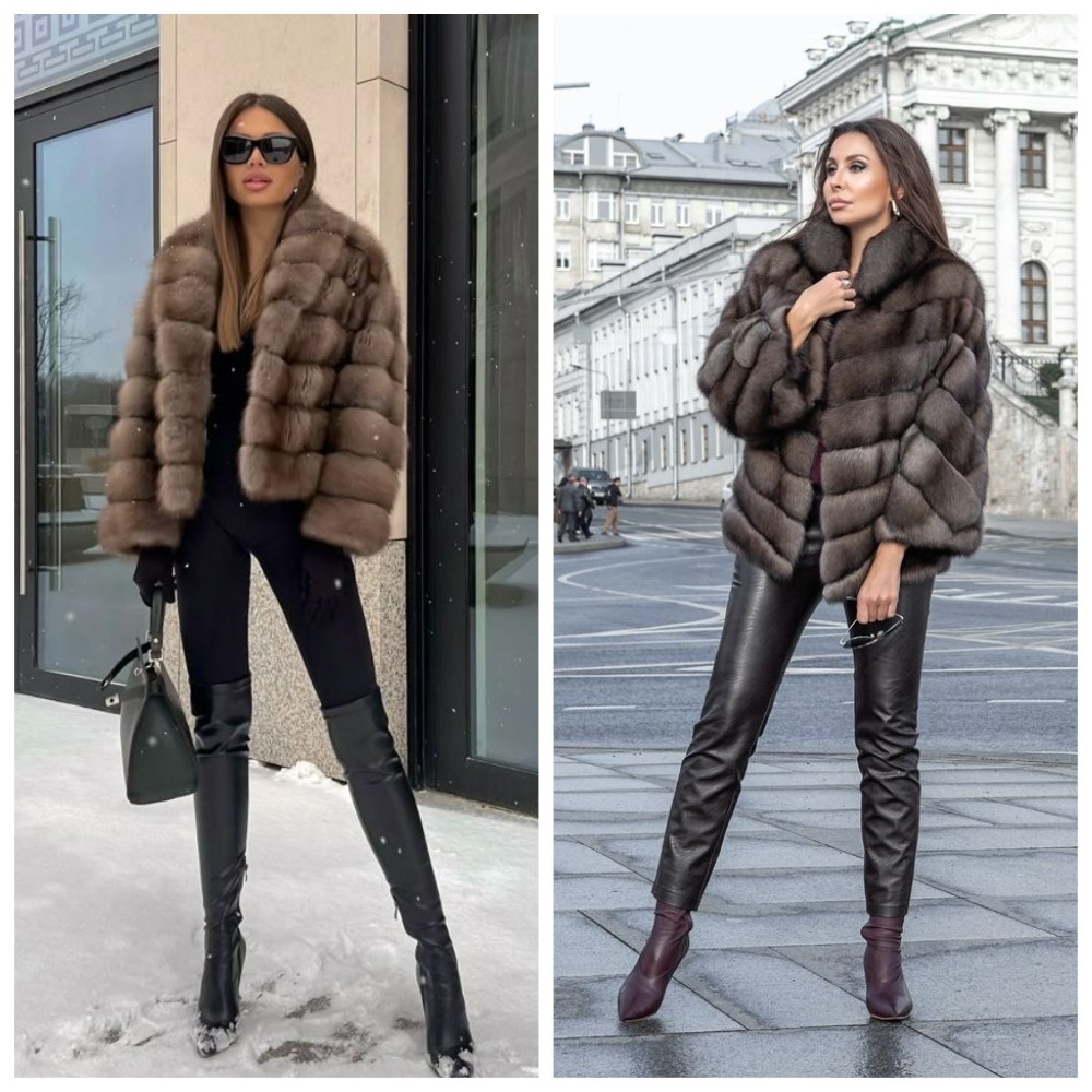 Норковая шуба-автоледи с поперечными полосами сейчас не актуальна и выглядеть остромодно в ней не получится.