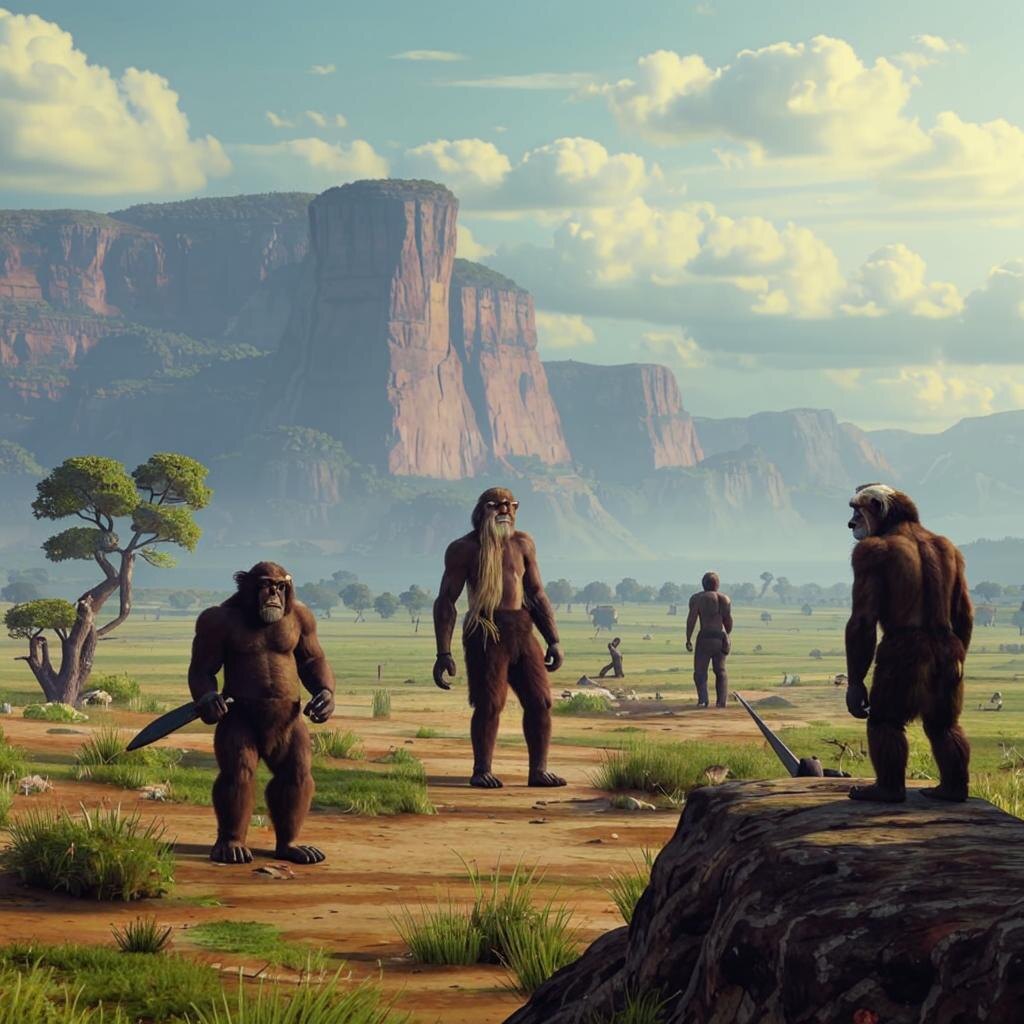 Начало эволюции человека связано с отделением ветви гоминидов от общих предков с современными шимпанзе. 