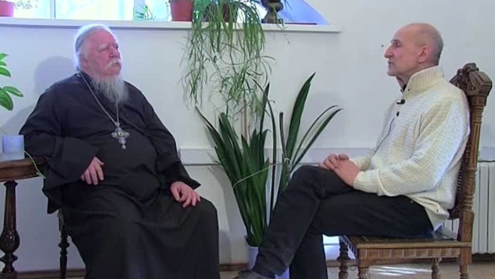 Пётр Мамонов и Димитрий Смирнов в передаче «Диалог под часами» на телеканале «Спас».