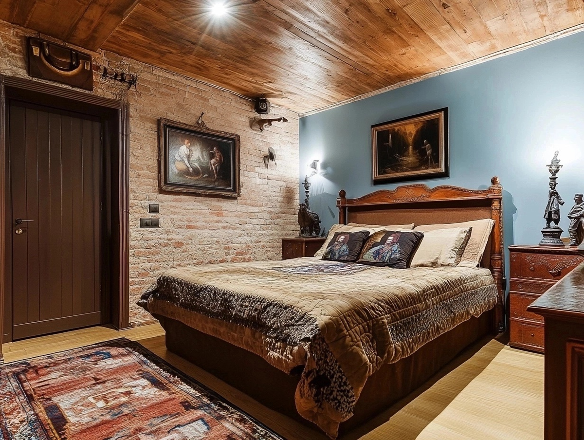 спальня в стиле лофт