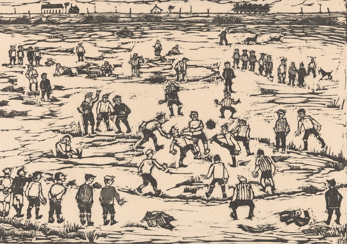 «Футболисты», гравюра Хенка Хенриета, 1926. Рейксмюсеум. Общественное достояние.