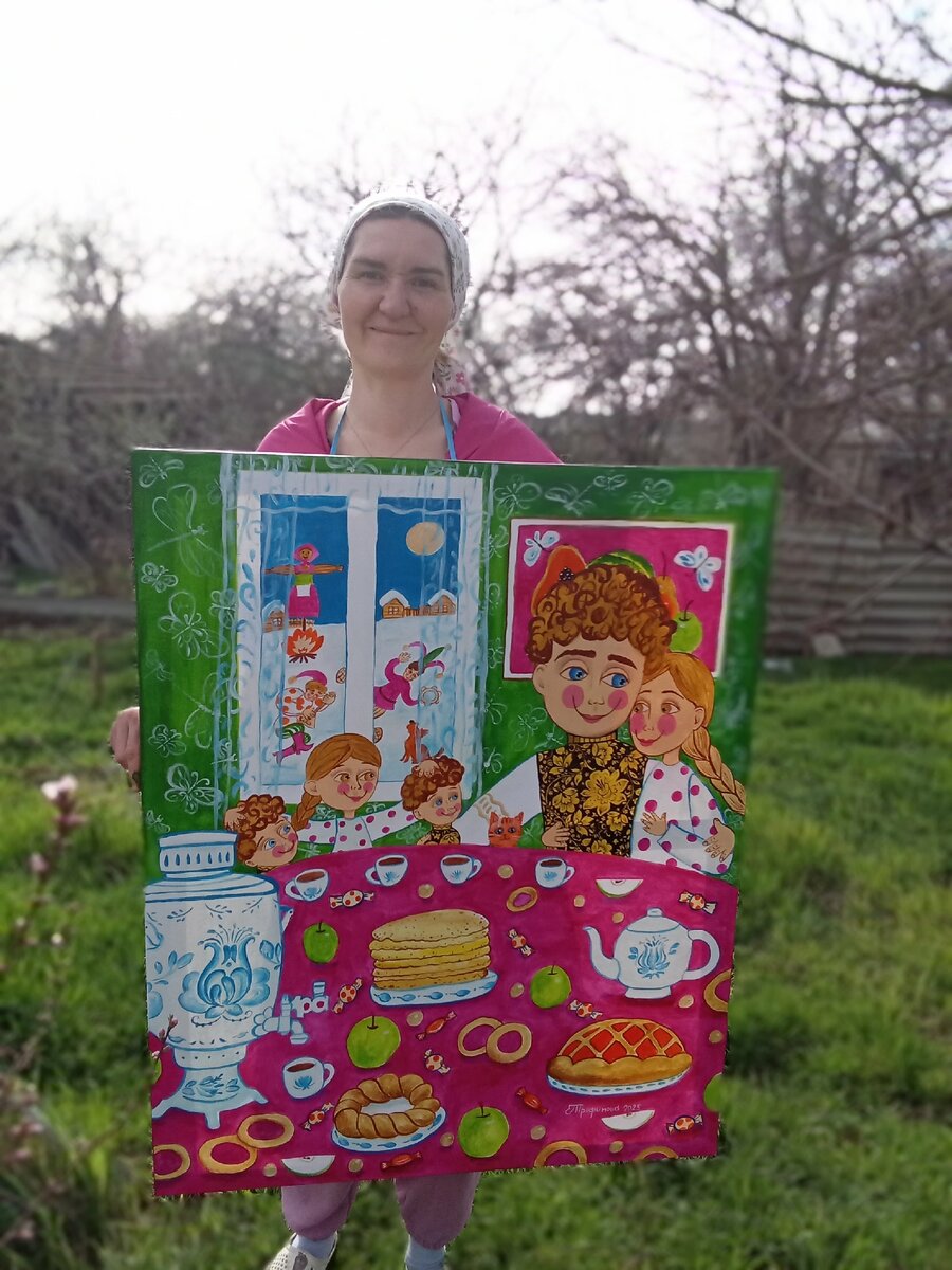 Это я) Со своей картиной "Масленица" 2025 год, 80х100 см