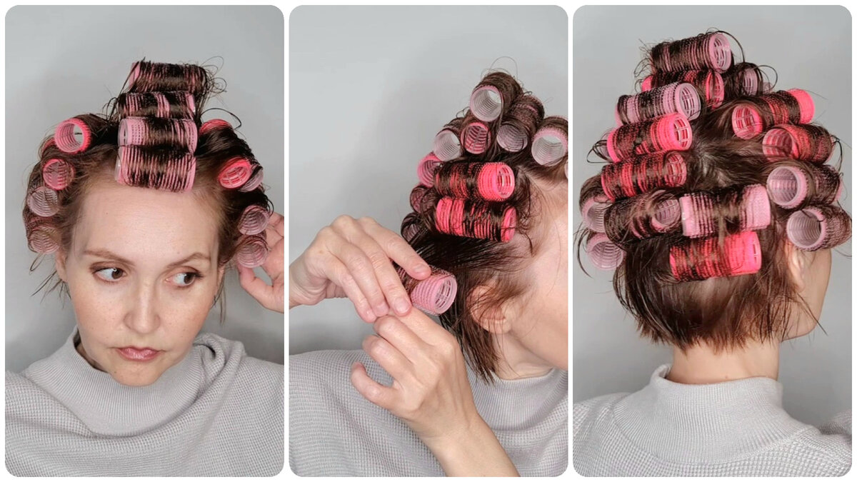 Вот так, как я, на мокрые волосы накручивать нельзя)