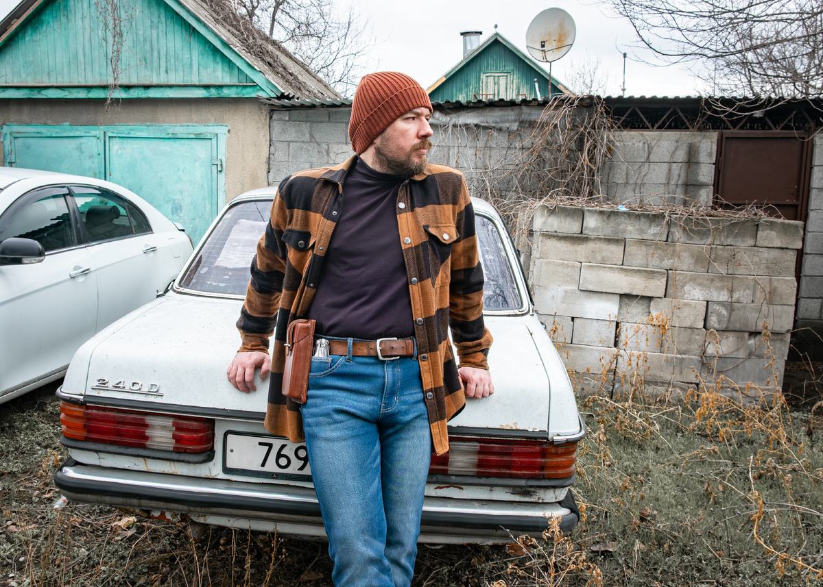 Сумка-пауч из натуральной кожи  для бронефона