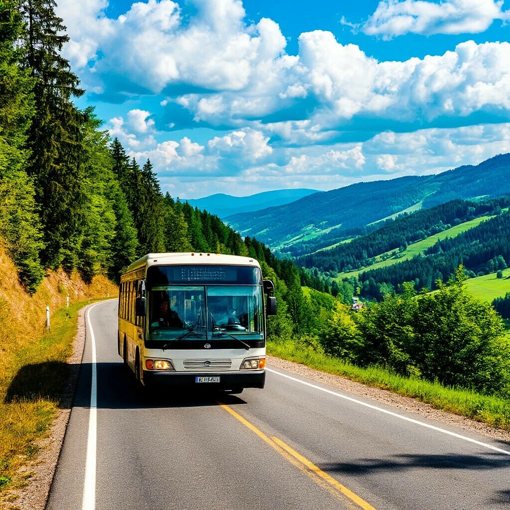 Автобус на горной дороге