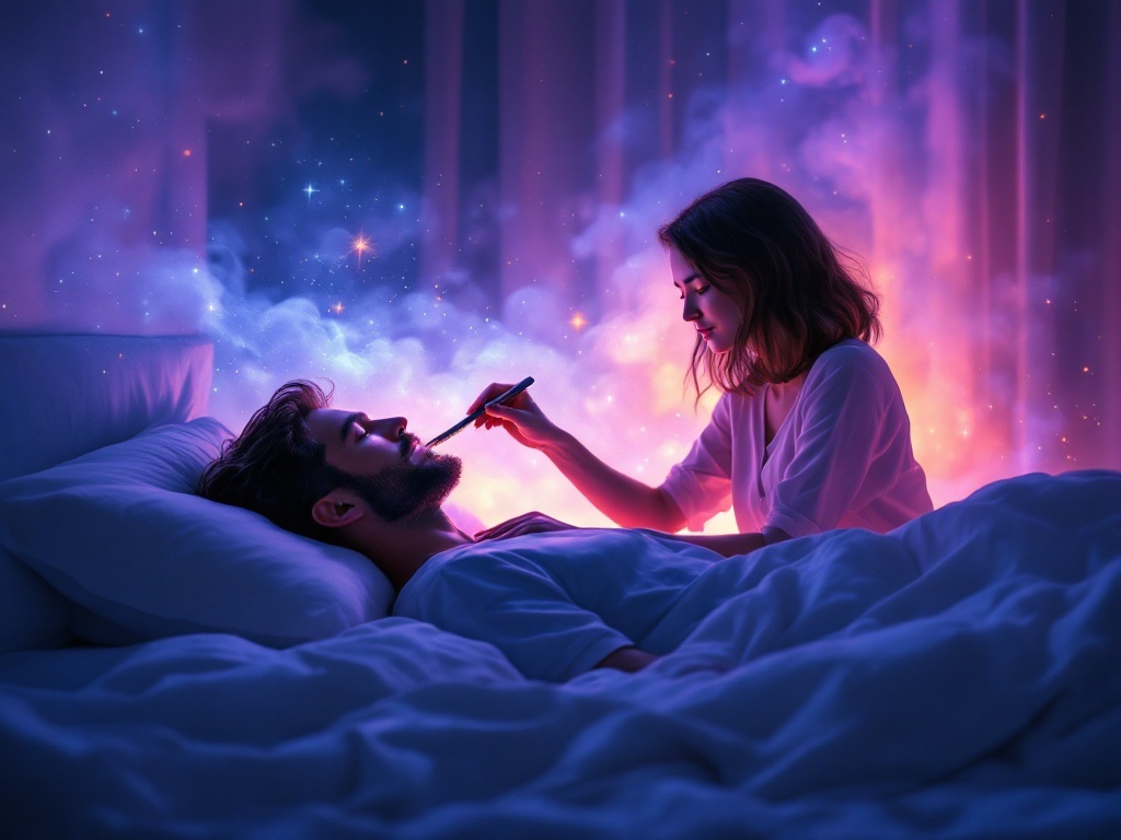    К чему такое снится: На картине изображена женщина, аккуратно расчесывающая волосы мужчины, который сидит перед ней. Волосы мужчины средней длины. Обстановка простая, без лишних деталей,