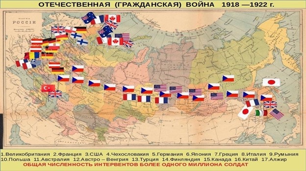 Карта Советской России в 1918 году. Фото из открытого доступа