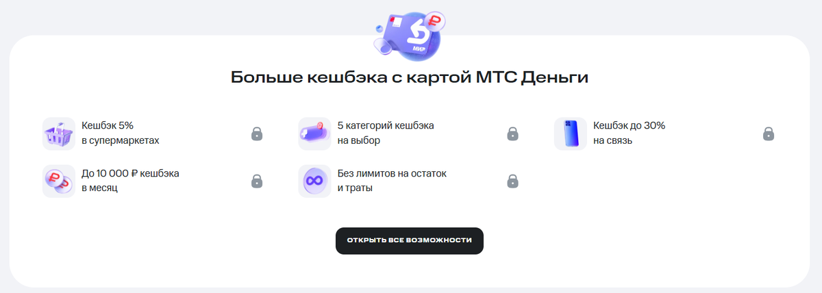 Дополнительные возможности при объединении МТС Премиум и банковской карты МТС Деньги