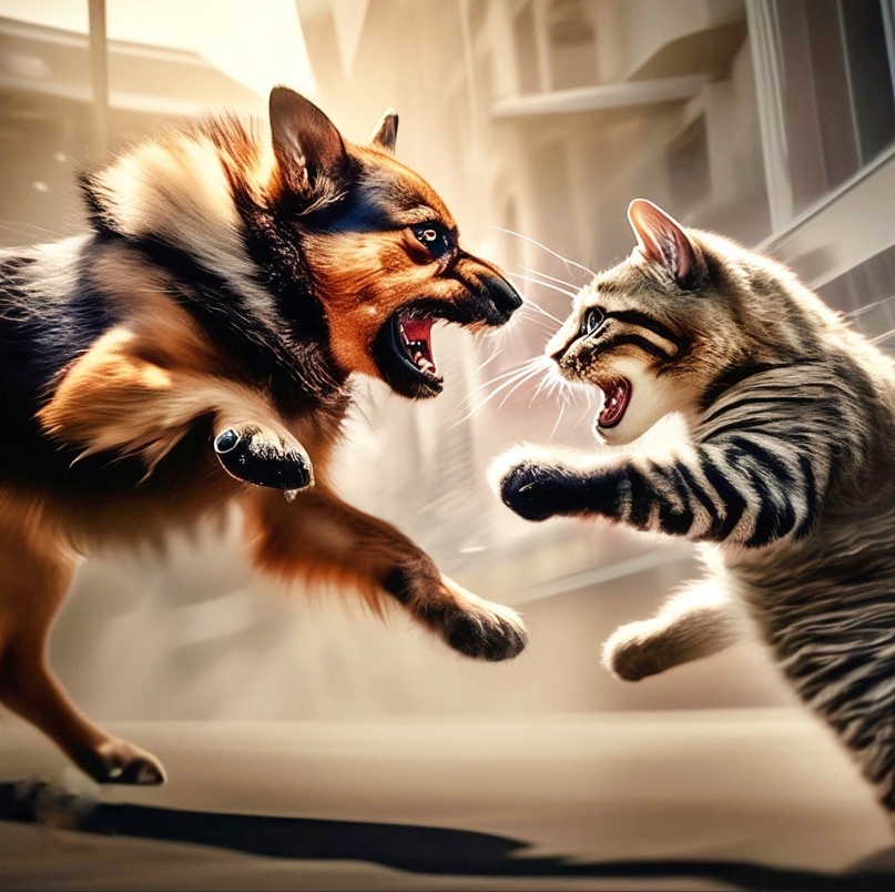 образец дружбы кошки и собаки. из интенета