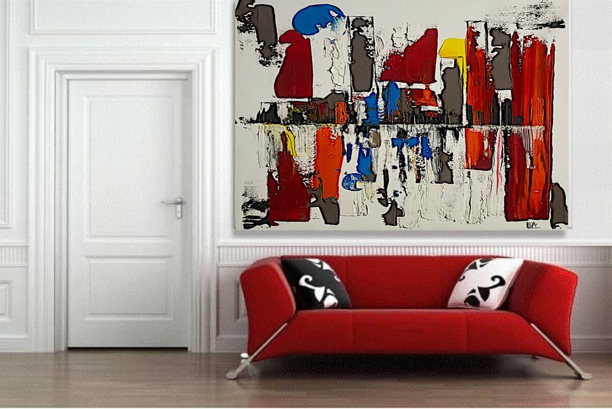 Картина «Город после дождя». Акрил. Холст 60х60. 