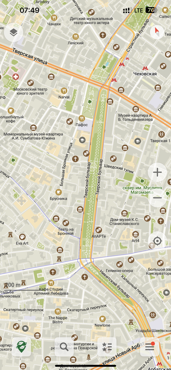 Тверской бульвар на картах