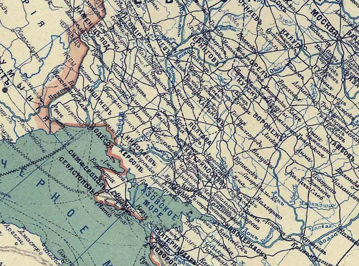 Фрагмент карты Министерства путей сообщений Российской империи, 1916 г.