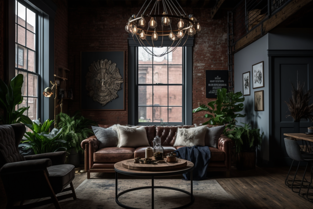    Интерьер в стиле брутального промышленного дизайна Keri