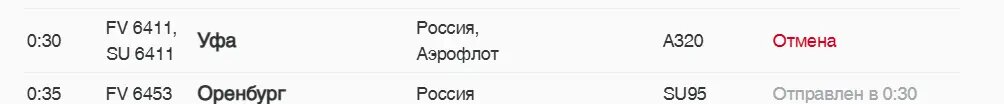   Фото: скриншот онлайн-табло аэропорта Пулково