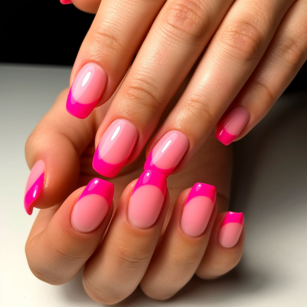 Неоновый французский маникюр