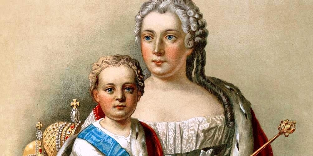 Император российский  Иоанн Антонович с матерью, регентшей Анной Леопольдовной