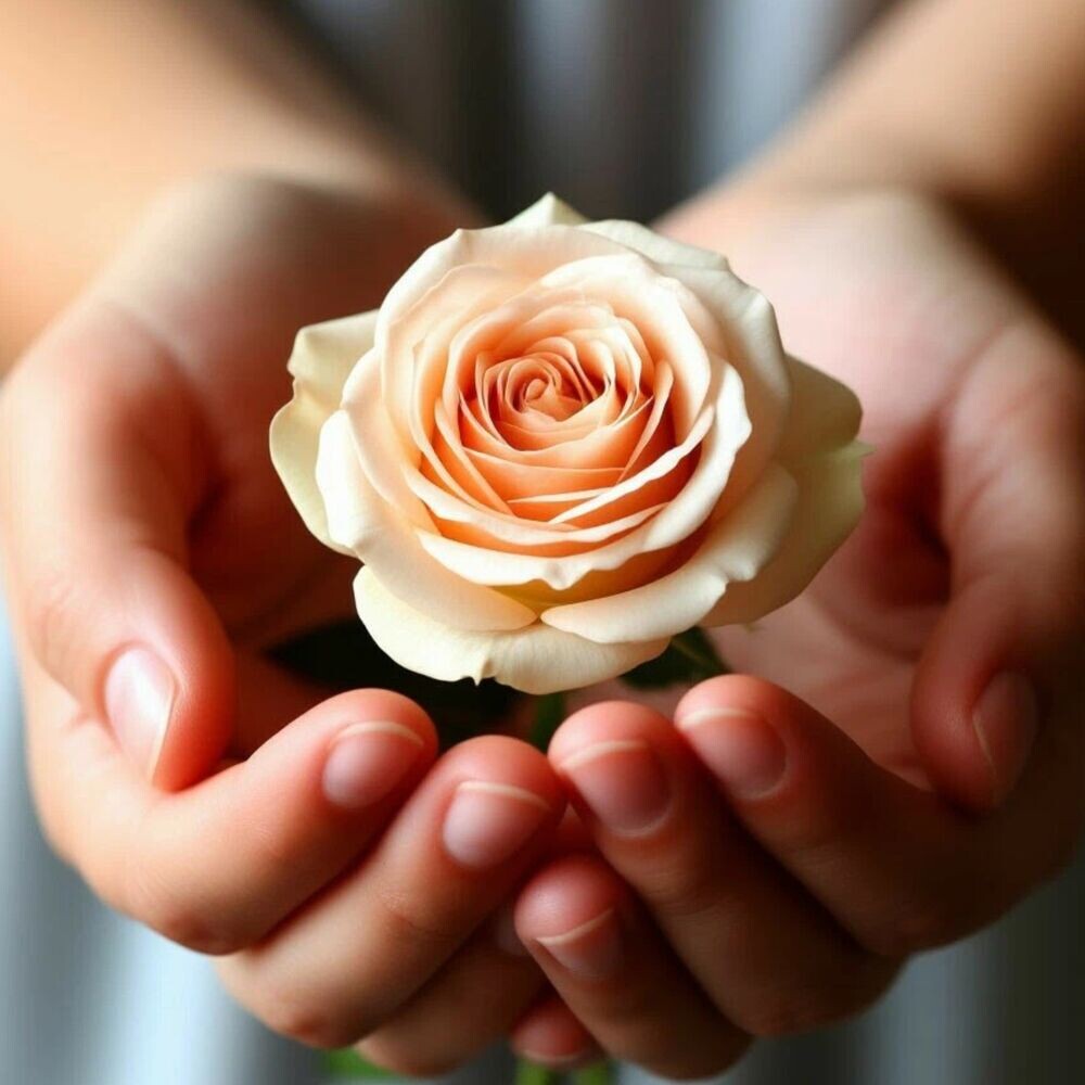    Руки, держащие цветок