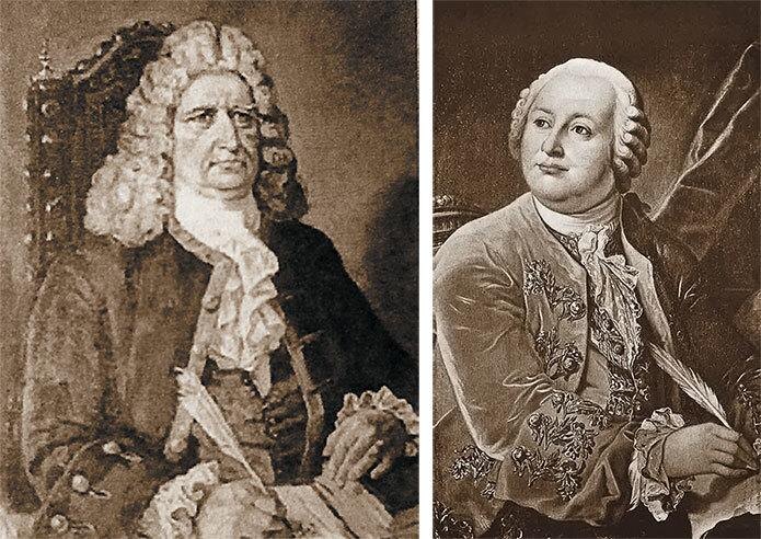 Политически близорукий Миллер (Э. Козлов) и пишущий отзыв на его «диссертацию» Ломоносов (Л.Митропольский)