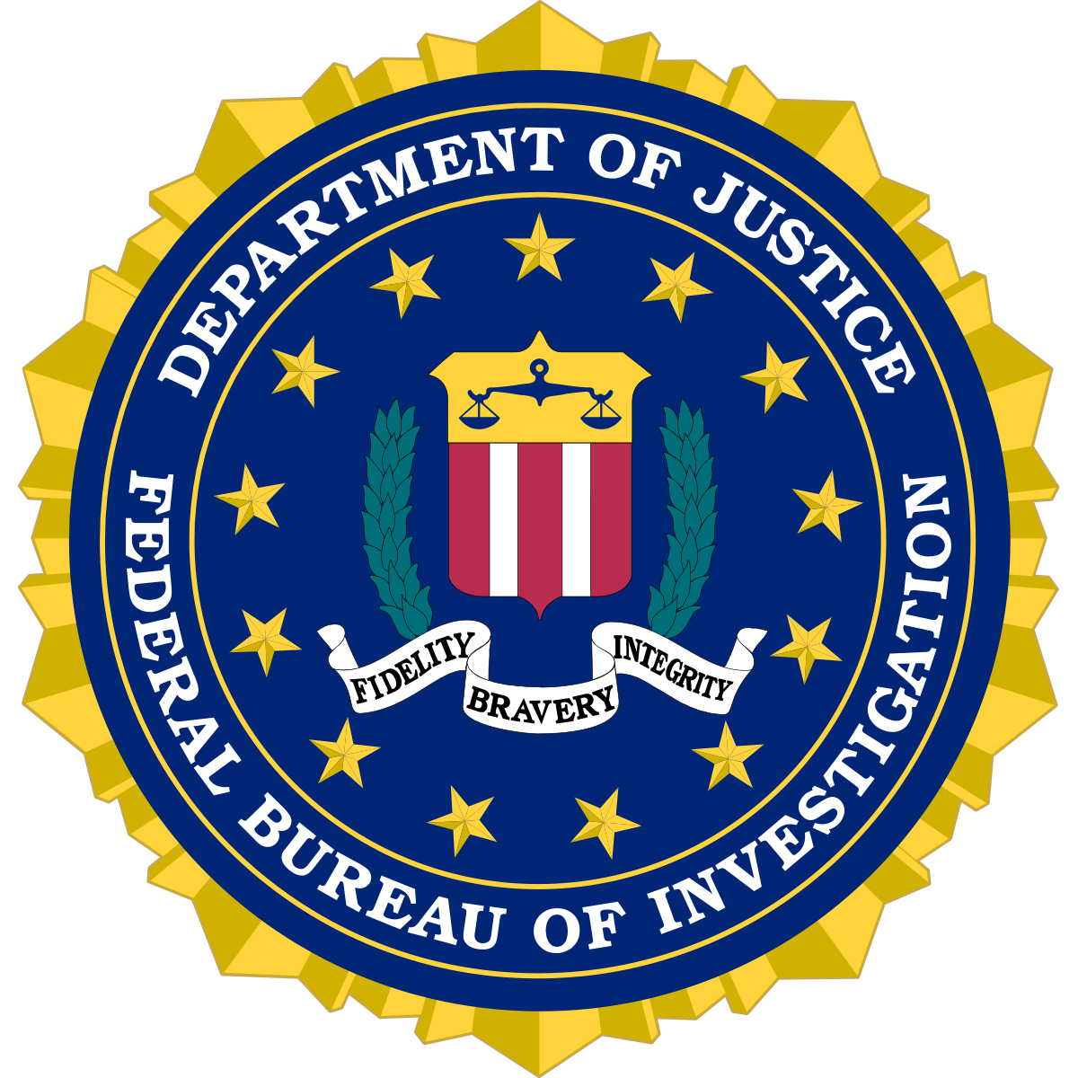 Эмблема Федерального бюро расследований (ФБР (FBI)).