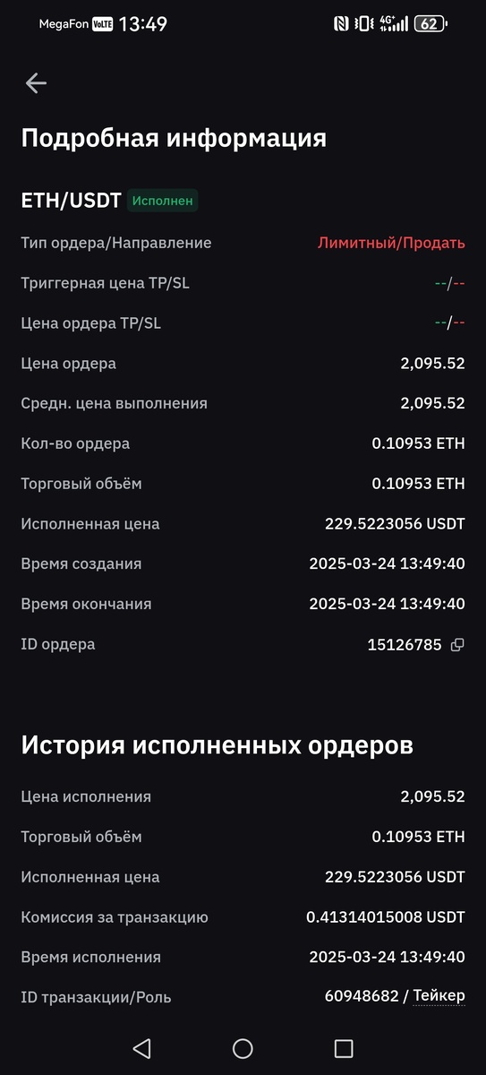 Продал ETH