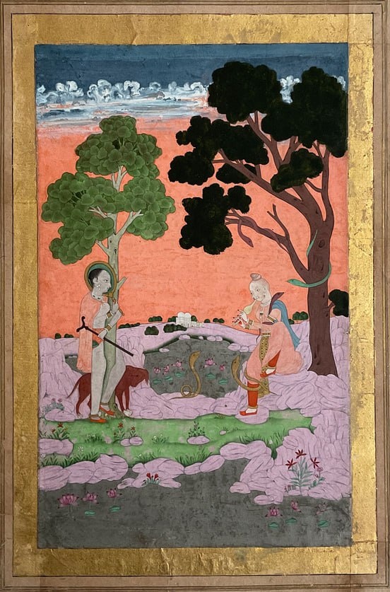 Змея олицетворяет необузданную энергию, а женщина-Асавари — её духовное преображение. Изображение 1780-1790 / harvardartmuseums.org