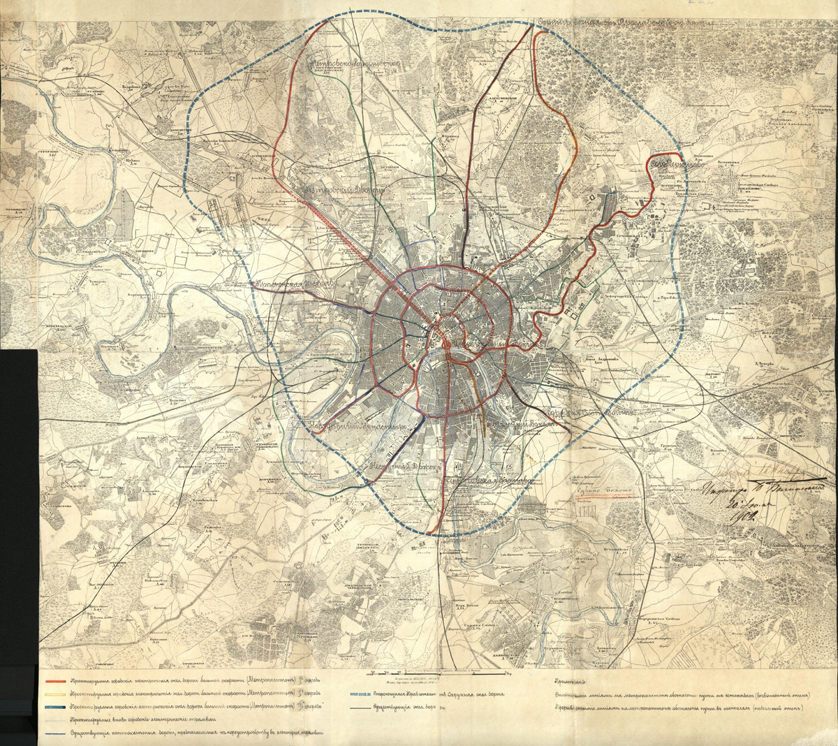 Схема линий метро по проекту Балинского и Кнорре. 20 июня 1902 года.