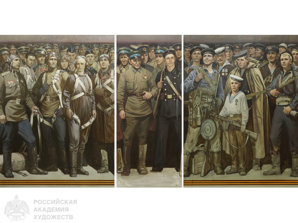 М. А. Полетаев. Картоны для мозаичного фриза «Лётчики и моряки ВОВ» в Главном храме Вооружённых Сил РФ. Собственность автора.