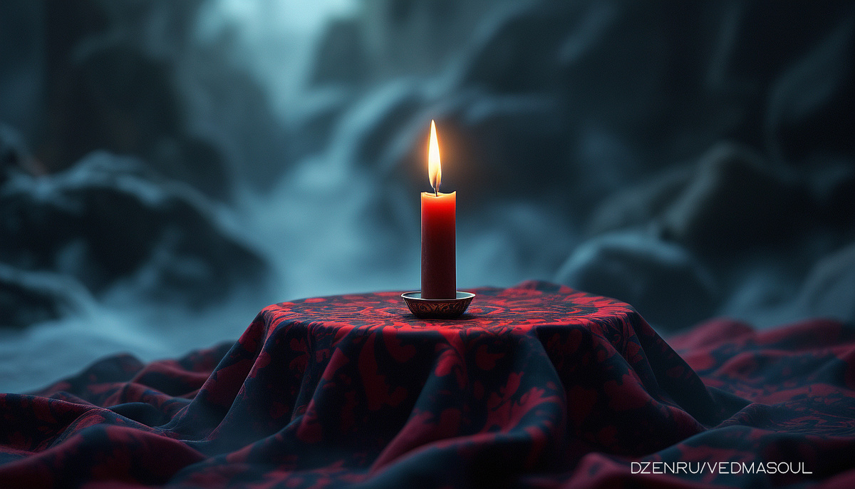 Авторское изображение @vedmasoul. Cгенерировано ИИ. Свечка врагам за здравие