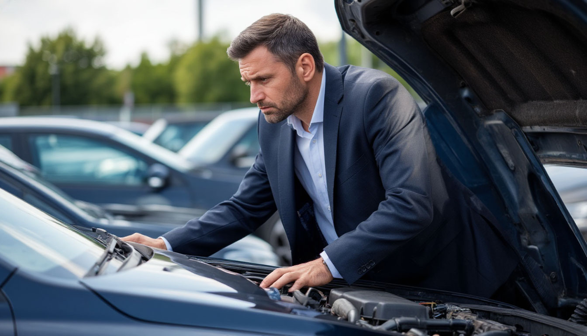 Мужчина тщательно выбирает автомобиль