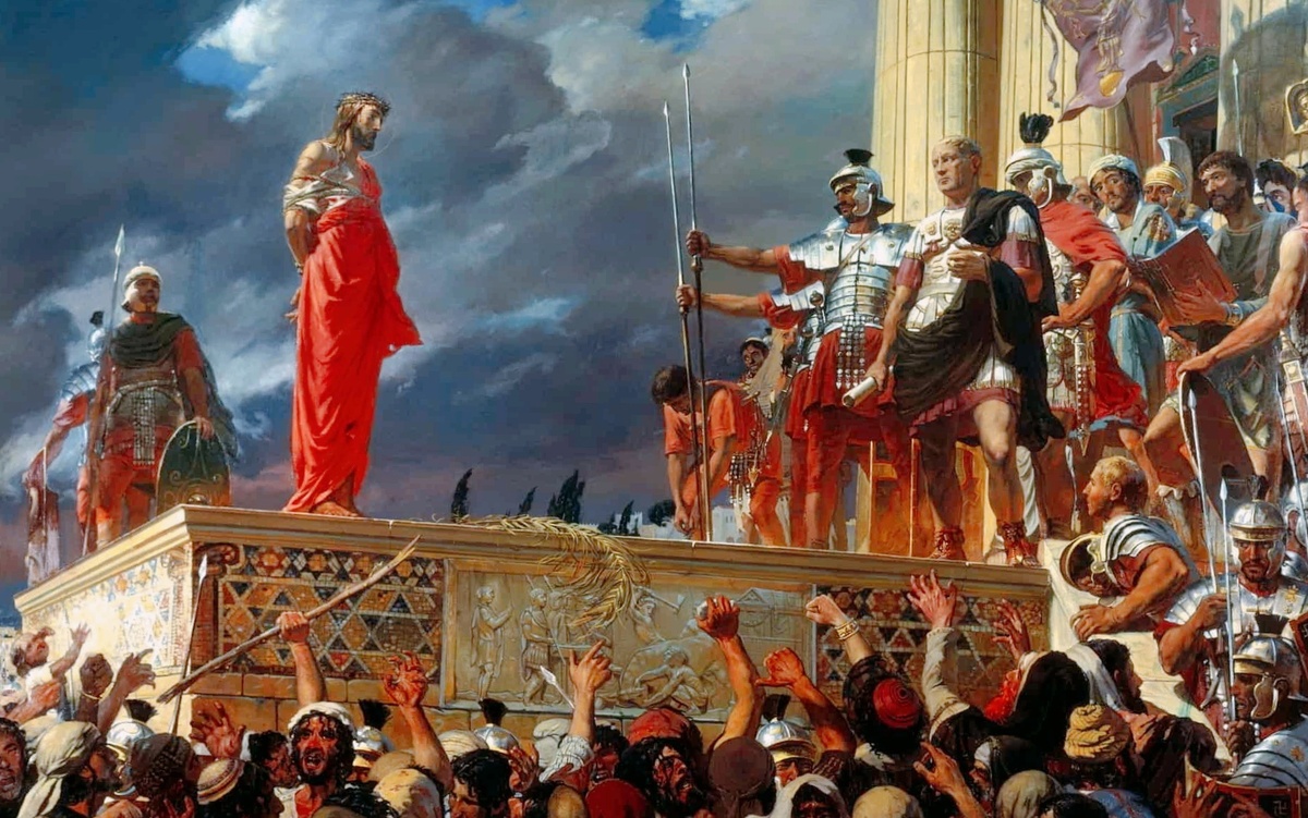 Понтий Пилат и Иисус Христос. Художник: Илья Глазунов (1994 г.).