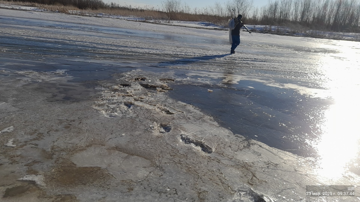 это просто подтаяла вода. Потом замерла. Внизу лед еще 50 см трощиной. А перед нами прошли человек сорок. Никто не утонул. Ни разу. 