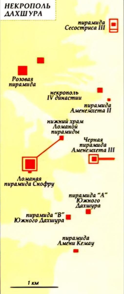 Карта некрополя Дахшур | взята из открытых источников в Интернете
